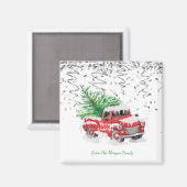 Aimant Confetti d'argent, neige de canard rouge de Noël (Recto/Verso)