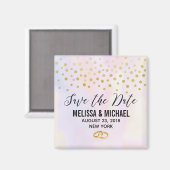 Aimant Confetti d'or de Faux sur Mariage d'aquarelle viol (Recto/Verso)