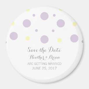 Aimant Confetti jaune violet Enregistrer l'aimant de date