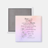 Aimant Confiance dans le Seigneur Bible Verse Floral Aqua (Recto/Verso)