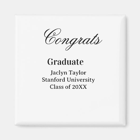 Aimant Congrats graduation name university name class of (Devant)