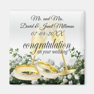 Aimant Congratulations on Your Wedding Day- White Roses