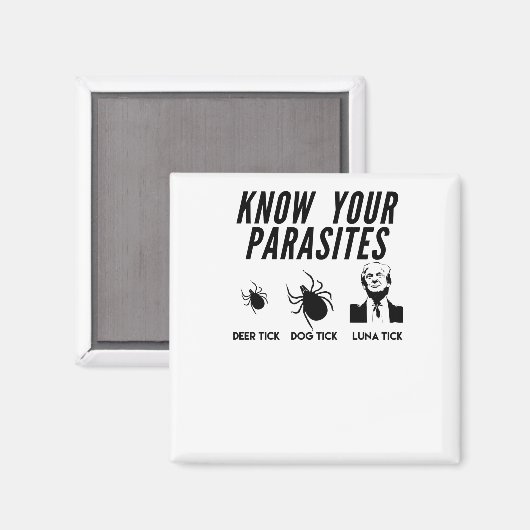 Aimant Connaissez vos parasites - T-shirt anti Trump - Un (Recto/Verso)