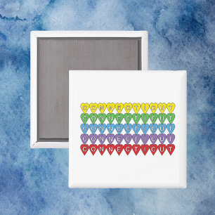Aimant Connecticut Rainbow Hearts Motif