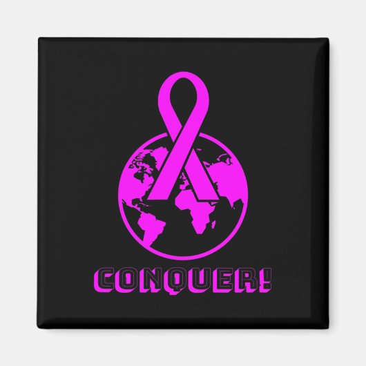 Aimant CONQUER ! le monde - combattre le cancer du sein (Devant)