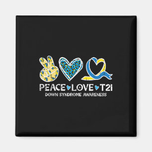 Aimant Conscience du syndrome de Down Peace Love T21 Wdsd