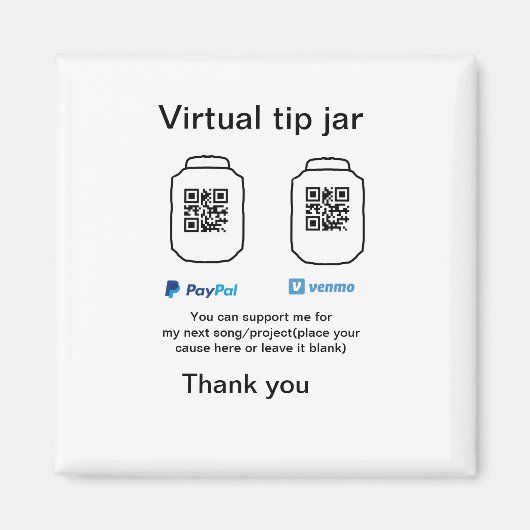 Aimant Conseil virtuel jar q r code argent don PayPal ven (Devant)