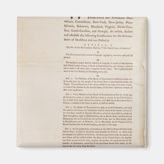 Aimant Constitution des États-Unis, 1787 (Devant)