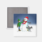 Aimant Construction de bonhomme de neige (Recto/Verso)