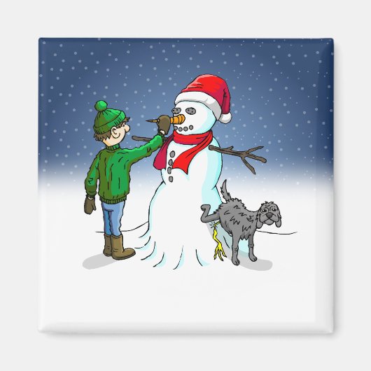 Aimant Construction de bonhomme de neige (Devant)