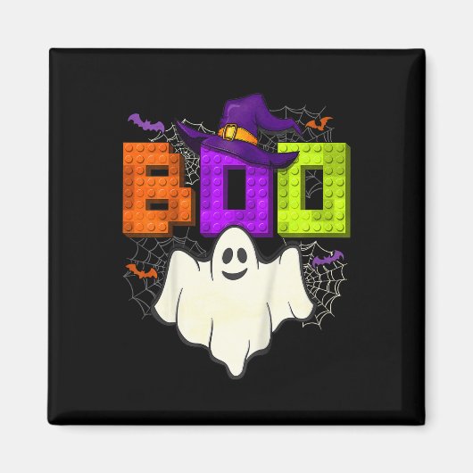Aimant Construction de briques Boo Halloween Ghost Witch (Devant)
