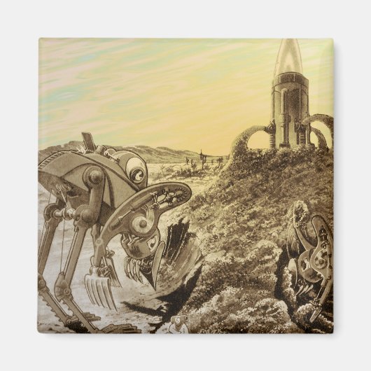 Aimant Construction de planètes d'aliens de science-ficti (Devant)