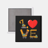 Aimant Construction Valentine Love Spelled With Trucks Ex (Recto/Verso)