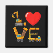 Aimant Construction Valentine Love Spelled With Trucks Ex (Devant)