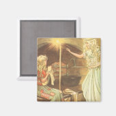 Aimant Conte de fée vintage, Cendrillon et mère de fée (Recto/Verso)
