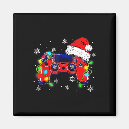 Aimant Contrôleur de jeu vidéo de Noël Santa Hat Gamer Bo (Devant)