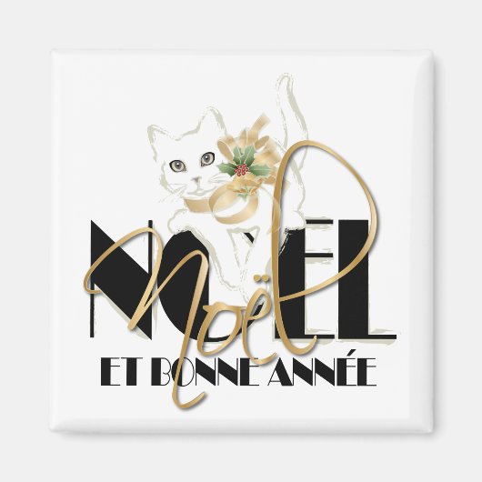 Aimant Conversation Blanc, Noël et Bonne Année (Devant)