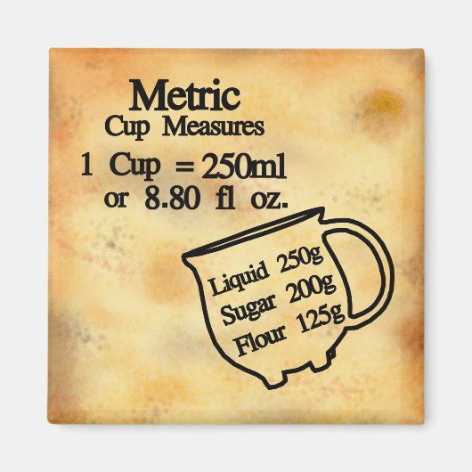 Aimant Conversion des mesures de tasse en unités métrique (Devant)