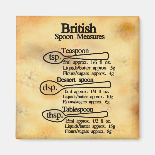 Aimant Conversions de mesures de cuillère britanniques po (Devant)