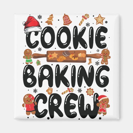Aimant Cookie Baking Crew Famille Noël Gingerbread Te (Devant)