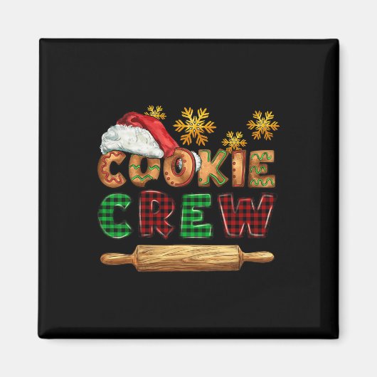 Aimant Cookie Crew Buffalo Plaid Christmas Baking Pajama (Devant)