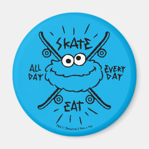 Aimant Cookie Monster Skate Logo - Patinage, Manger, 24h/