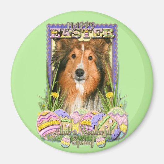 Aimant Cookies d'oeufs de Pâques - Sheltie (Devant)