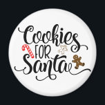 Aimant Cookies pour Père Noël Fun Christmas<br><div class="desc">C'est un petit design amusant avec une police ludique et tendance juste à temps pour les vacances. "Cookies for Père Noël" est parfait pour la mode de vacances et la décoration maison.</div>