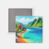 Aimant Cook's Bay, Moorea, Polynésie française Aquarelle (Recto/Verso)