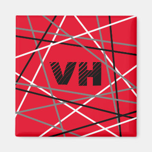 Aimant Cool Abstrait Rouge rayé Nom de la guitare Initial