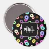 Aimant Cool amusant beignets colorés motif noir Monogramm (Recto/Verso)