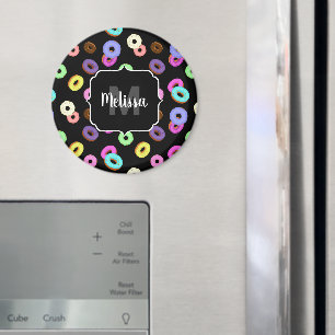 Aimant Cool amusant beignets colorés motif noir Monogramm