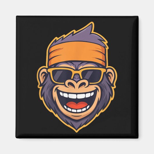 Aimant Cool Ape Gorilla Head Funky Monkey Retro Bandana C (Devant)