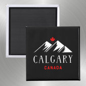 Aimant Cool Calgary Canada Mountains Maple Leaf Dark
