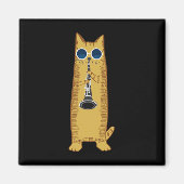 Aimant Cool Cat Playing The Clarinet Design Hippy Hipster (Devant)