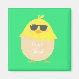 Aimant Cool Chick funky Pâques jaune poussin
