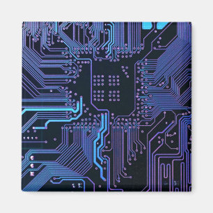 Aimant Cool Computer Circuit Board Blue