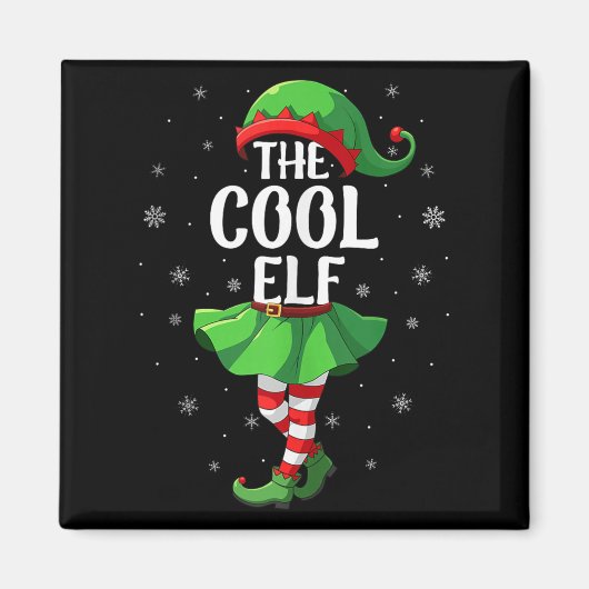 Aimant Cool Elf Christmas Girls Women Elf Squad Xmas Fami (Devant)