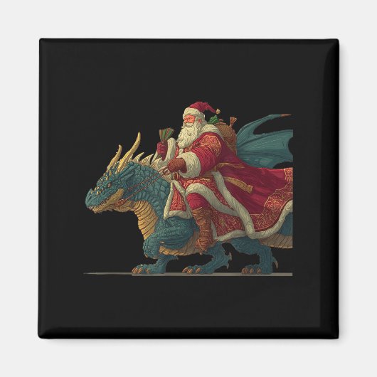 Aimant Cool Festive Dragon With Riding Santa Claus Look (Devant)