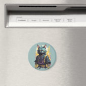 Aimant Cool Feu Splash Gris Ninja Chat Guerrier (In Situ (Lave-vaisselle))