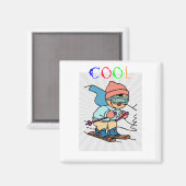 Aimant Cool Funny Skier | conceptions de ski | skier drôl (Recto/Verso)