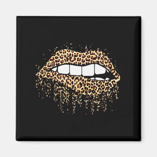 Aimant Cool Lips Bite Kiss Me Impression Léopard Guépard-
