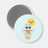 Aimant Cool Llama et souriant Kawaii Sun (Recto/Verso)
