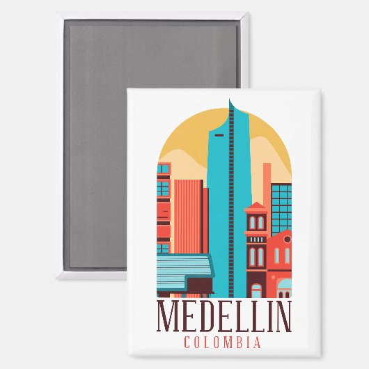 Aimant Cool Medellin Colombie Vintage Cityscape (Recto/Verso)