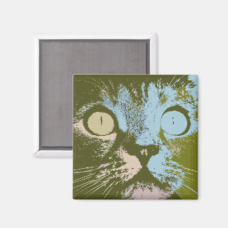 Aimant Cool Olive Drab Pastel Chat Minimaliste Pop Art