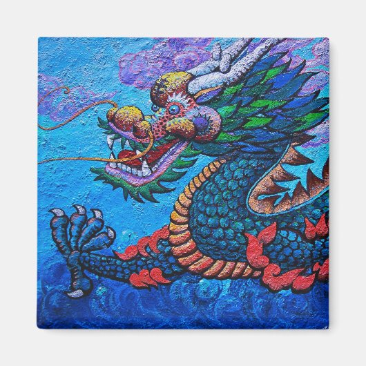 Aimant Cool oriental chinois huile coloré dragon peinture (Devant)