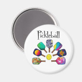 Aimant Cool Pickleball Paddle Sports Rainbow (Recto/Verso)
