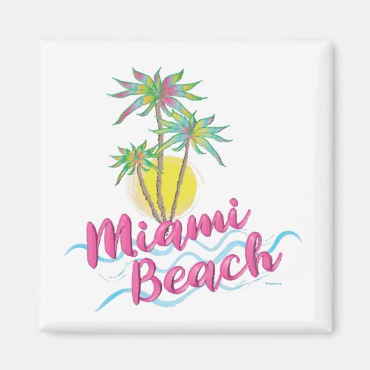 Aimant Cool Pink-Miami-Beach-Floride Graphisme (Devant)