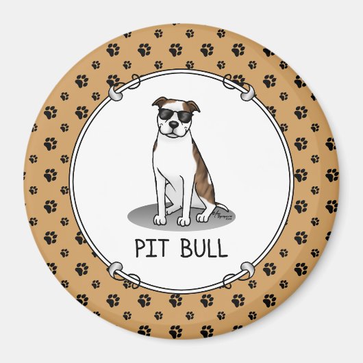 Aimant Cool Pit Bull et lunettes de soleil (lt brindle bl (Devant)