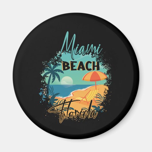 Aimant Cool rétro Miami Florida Beach Vacances d'été (Devant)